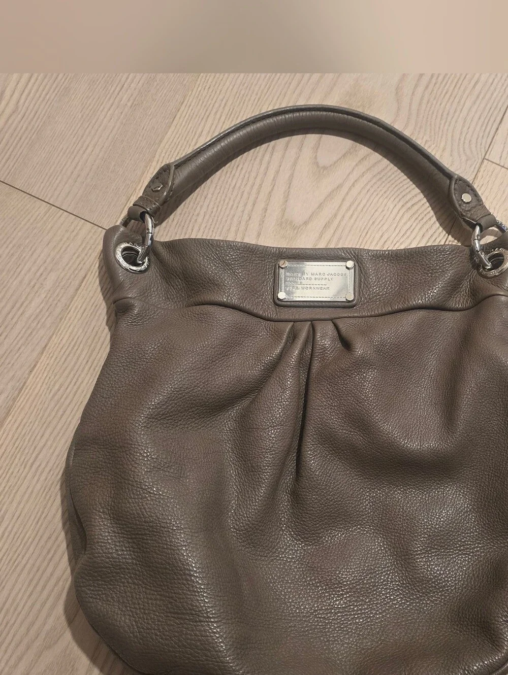 Marc by Marc Jacobs Taupe Pebbled Leather Hobo Shoulder Bag